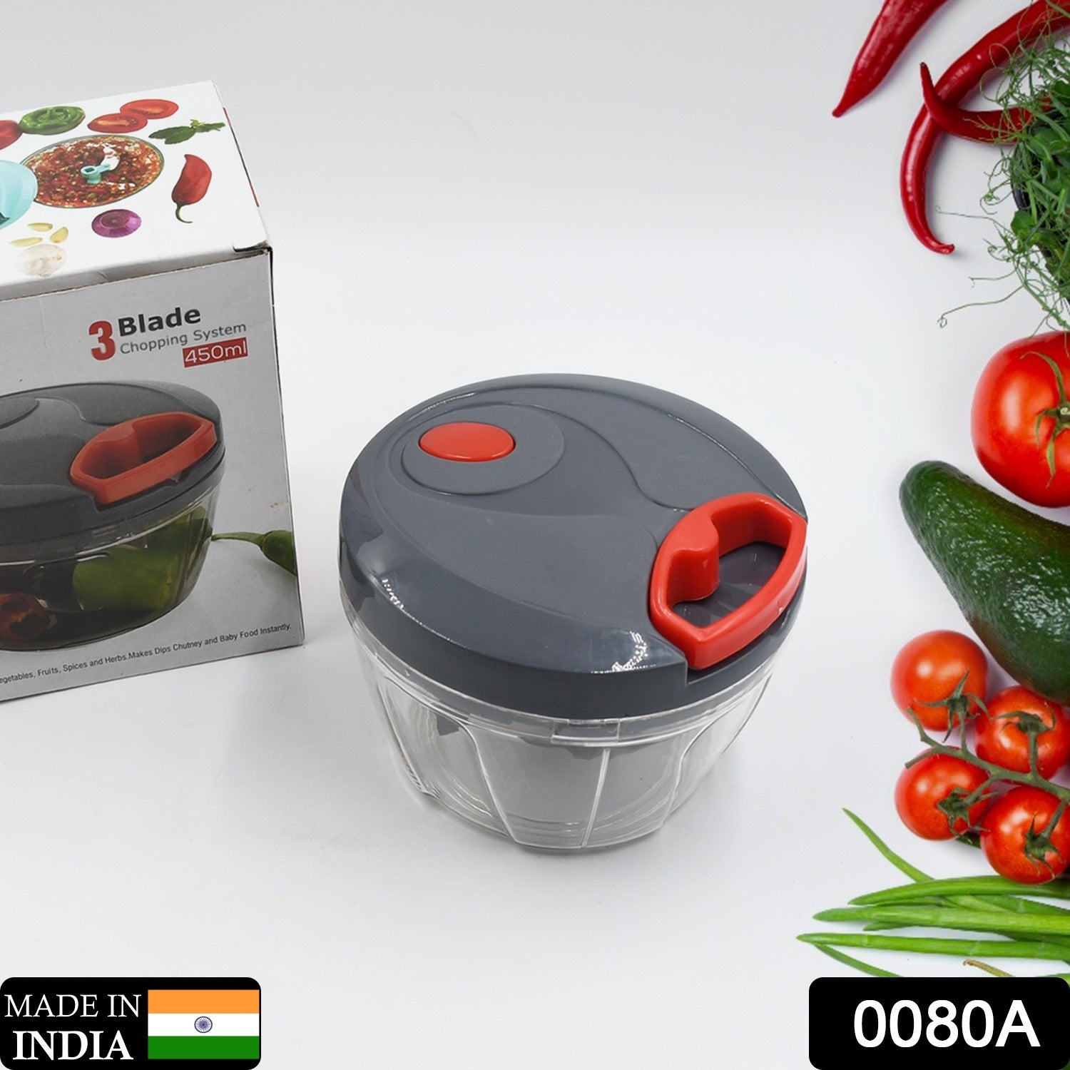 0080A Plastic Mini Handy and Compact Chopper With 3 Blades for Chopping Vegetables and Fruits for Your Kitchen 0080A Plastic Mini Handy and Compact Chopper With 3 Blades for Chopping Vegetables and Fruits for Your Kitchen